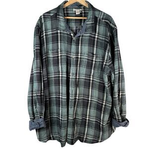 Carbon 2 Cobalt Blue Plaid Flannel Long Sleeve Button Up Shirt Men’s Size XXL